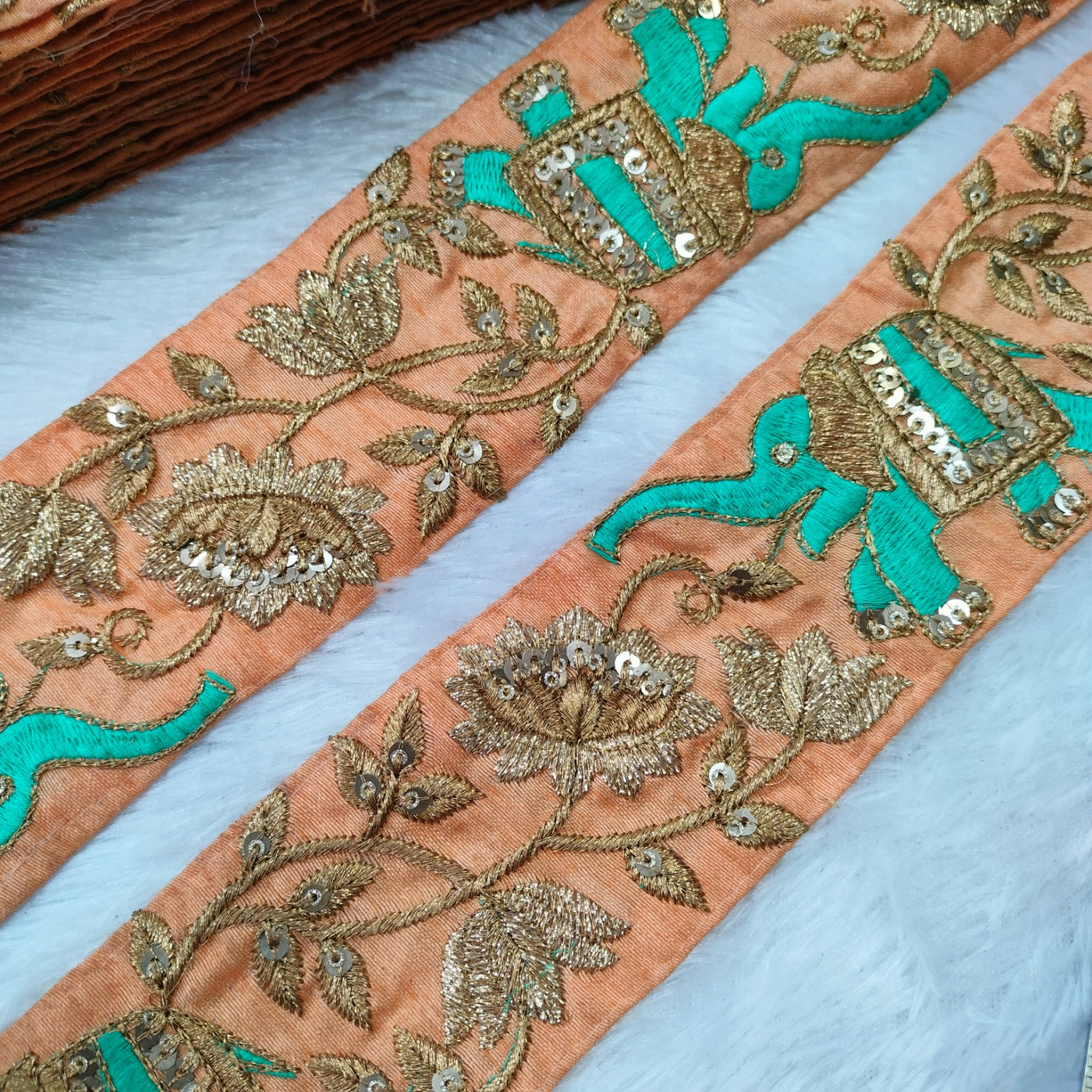 Peach Fancy Zari Embellished Trim