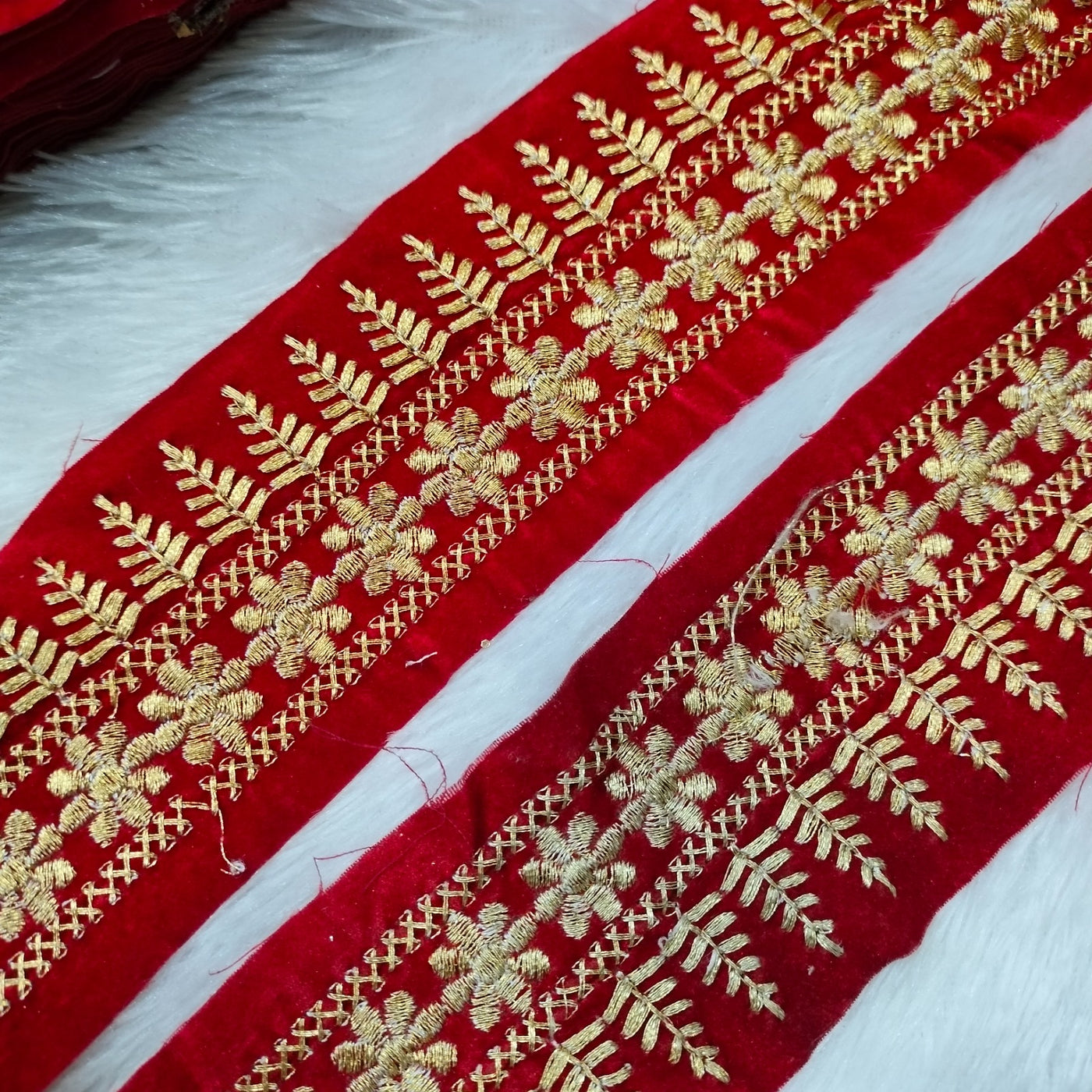 Red Fancy Zari Embellished Trim