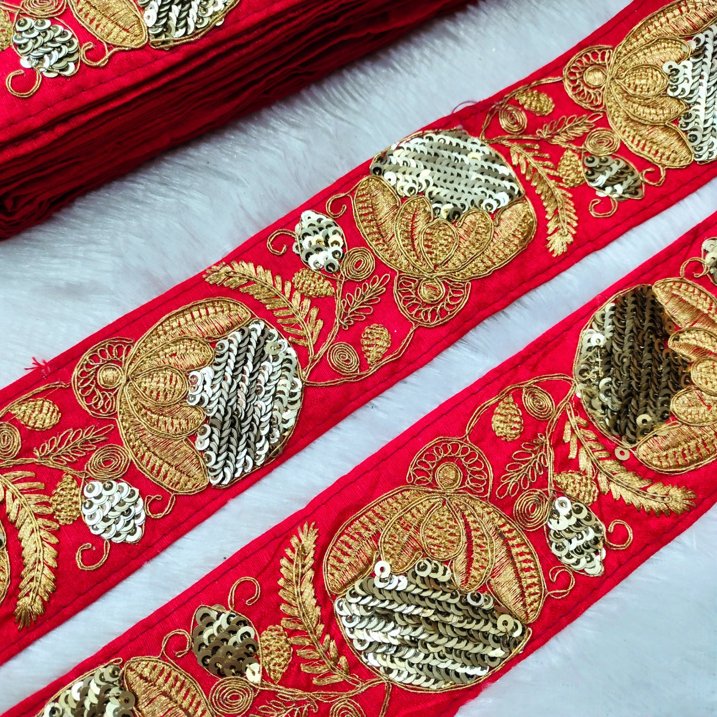 Red Fancy Embellished Trim