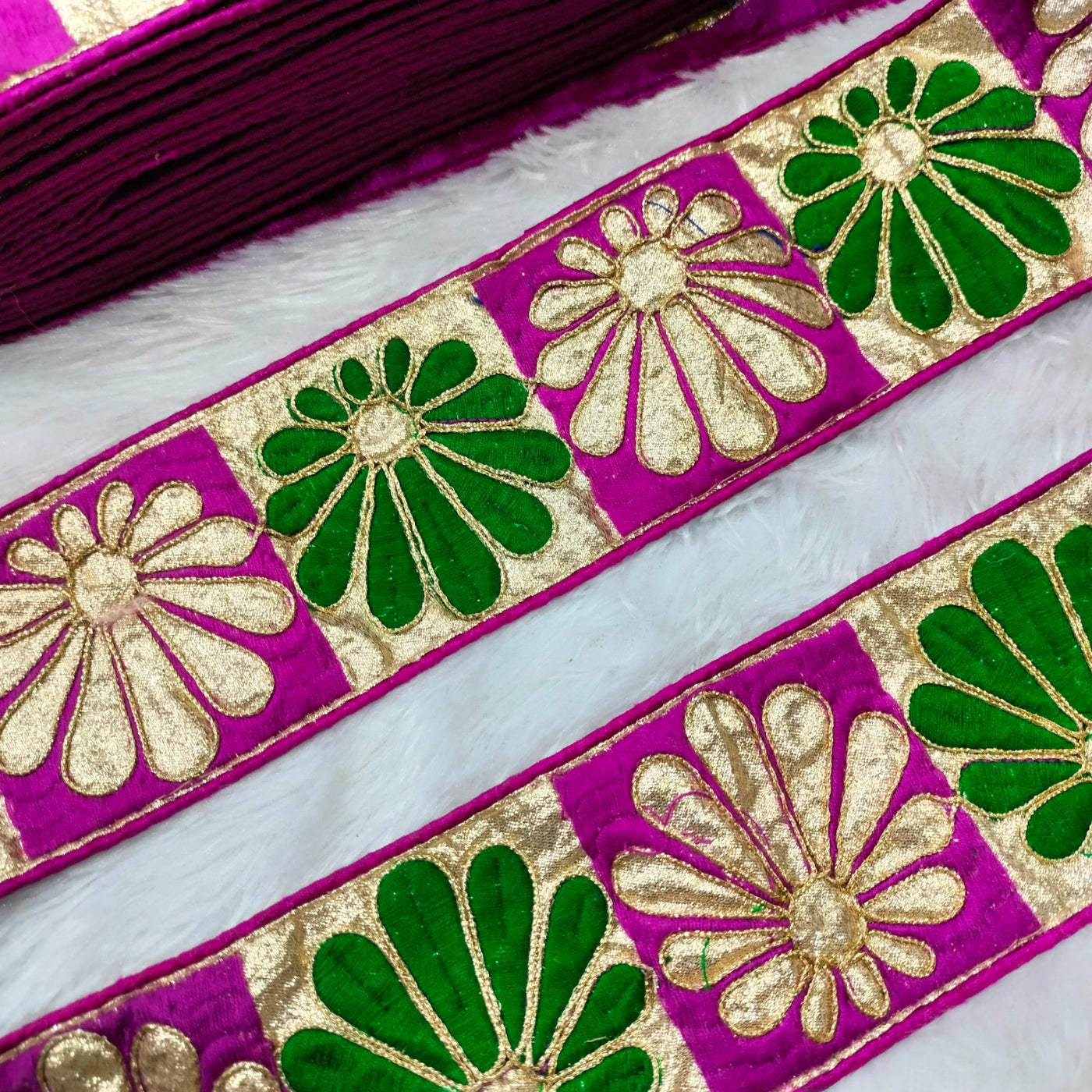 Pink Multicolor Fancy Embellished Trim