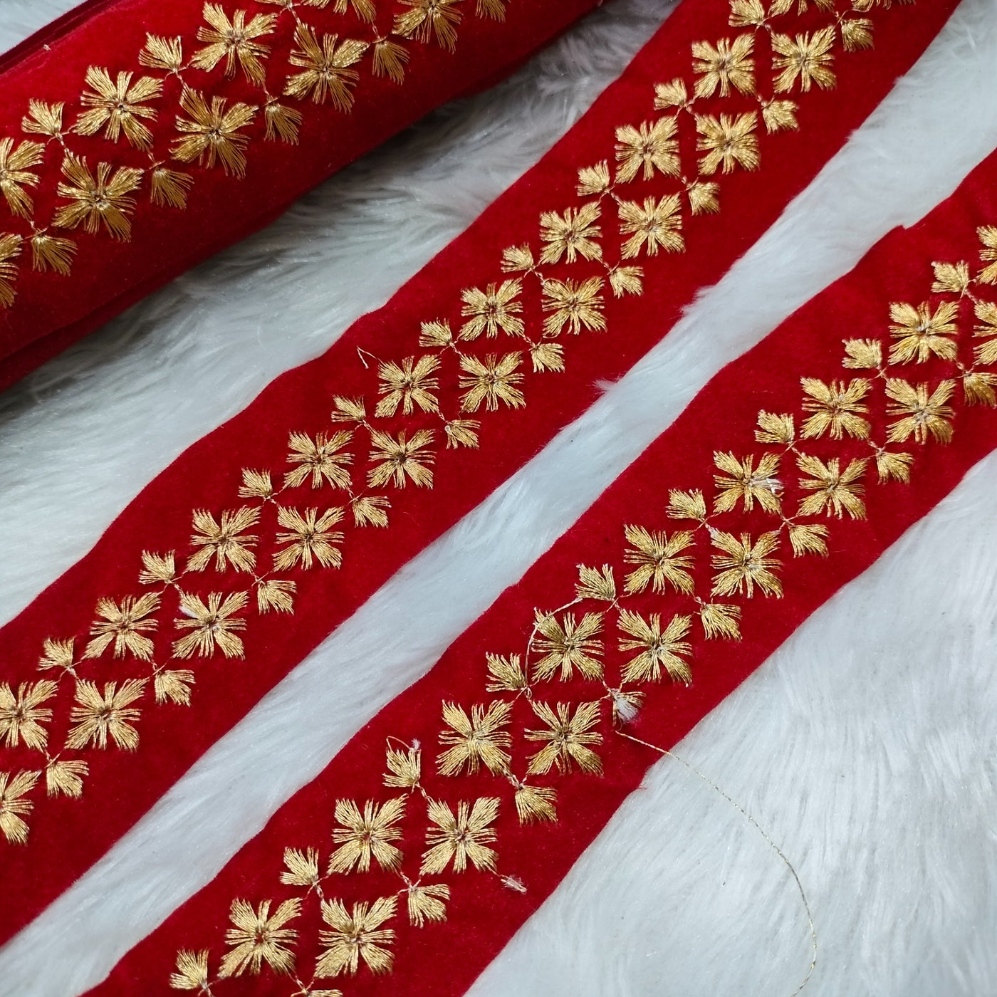 Red Fancy Zari Embellished Trim