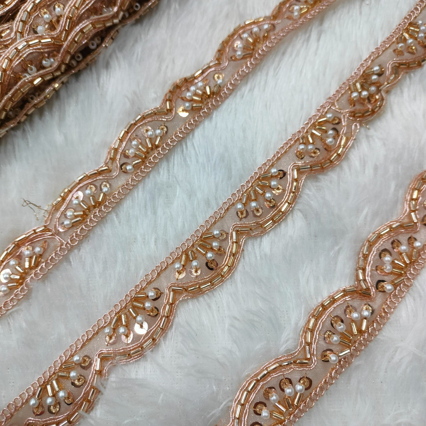 Rose Gold Scalloped Cutdana Trim