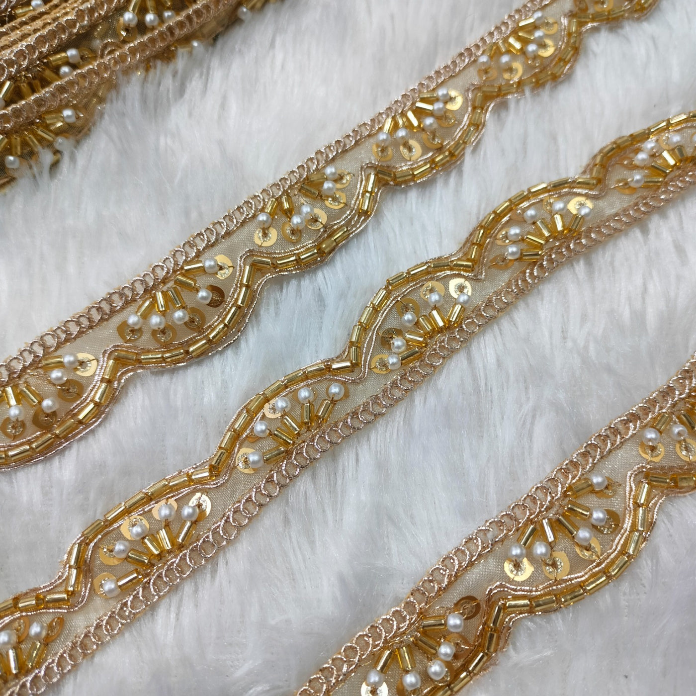 Gold Scalloped Cutdana Trim