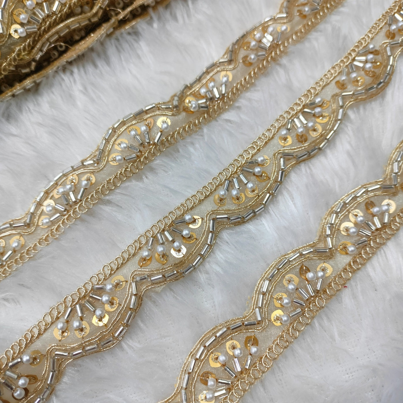 Light Gold Scalloped Cutdana Trim