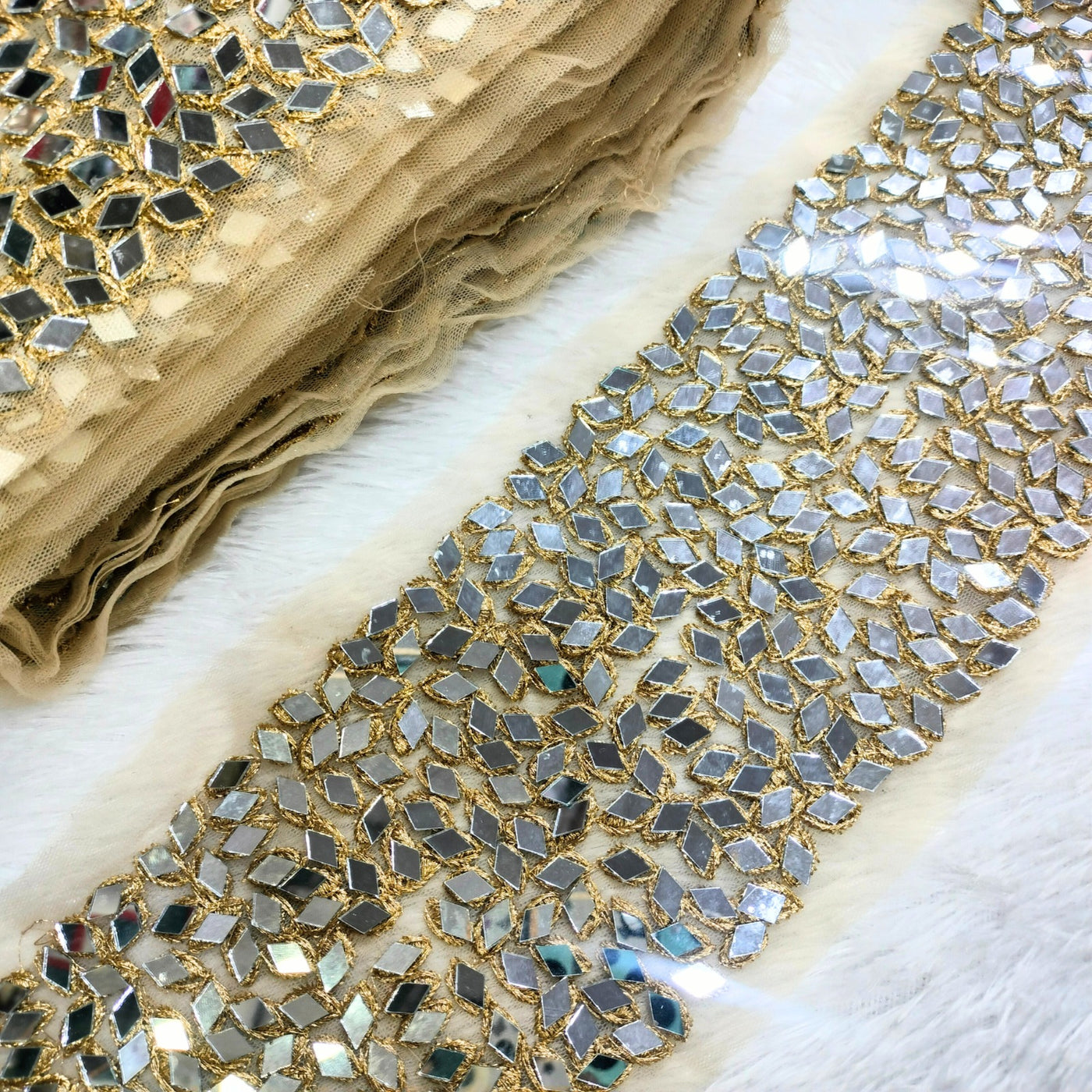 Golden Fancy Mirror Embellished Trim
