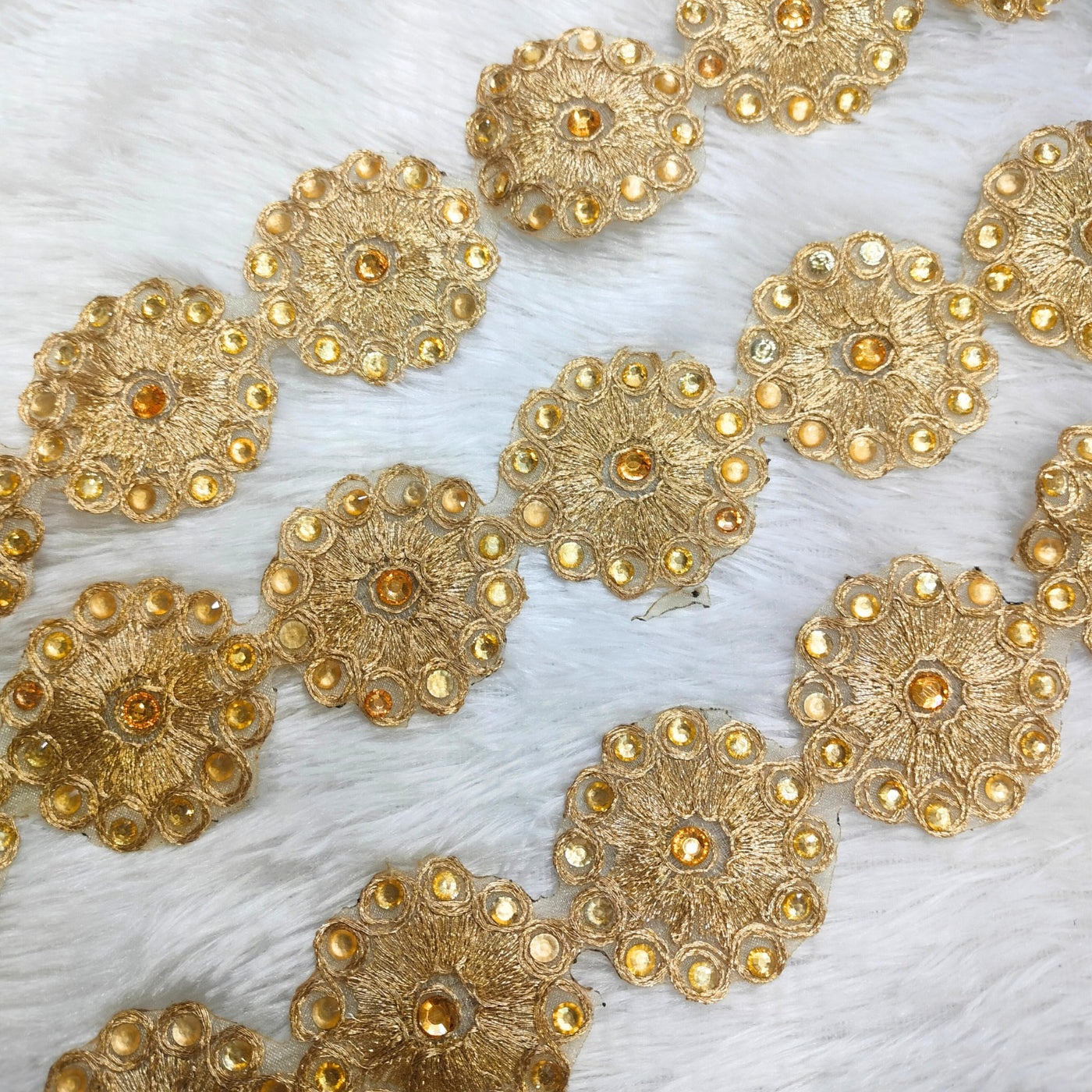 Golden Fancy Stone Embellished Trim