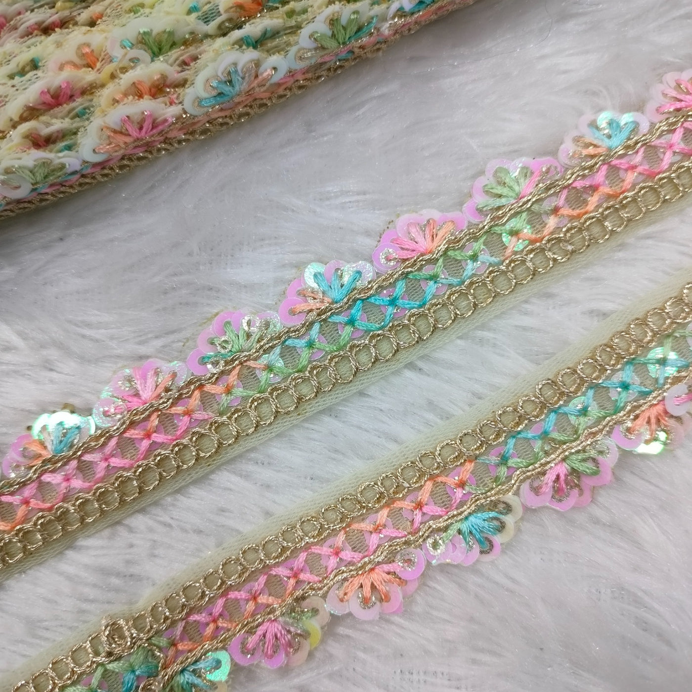 Multicolor Floral Embroidery Trim