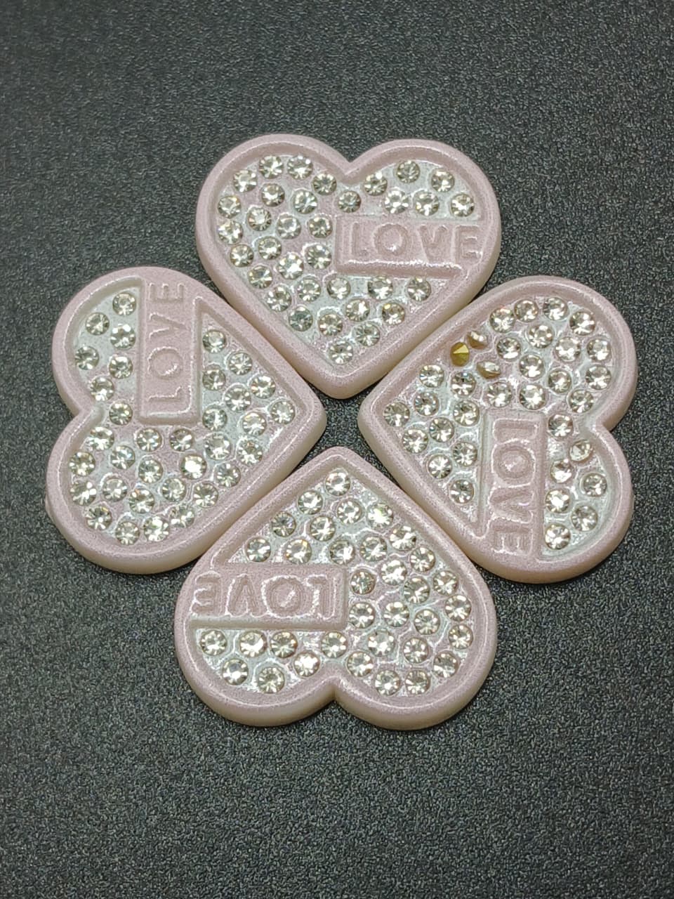 "Sparkle of Love" Blush Pink Crystal Heart Appliqués