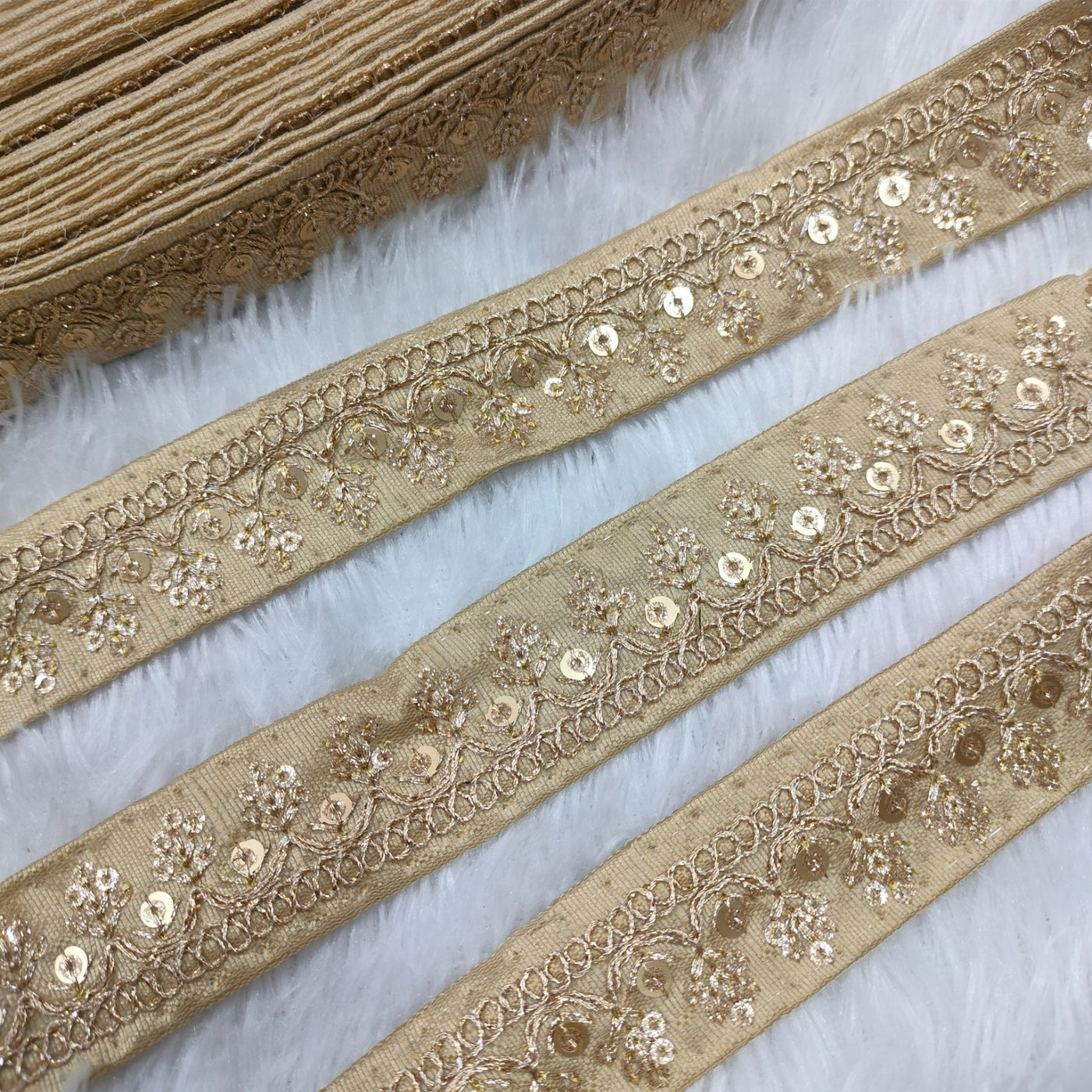 Beige Fancy Embellished Trim