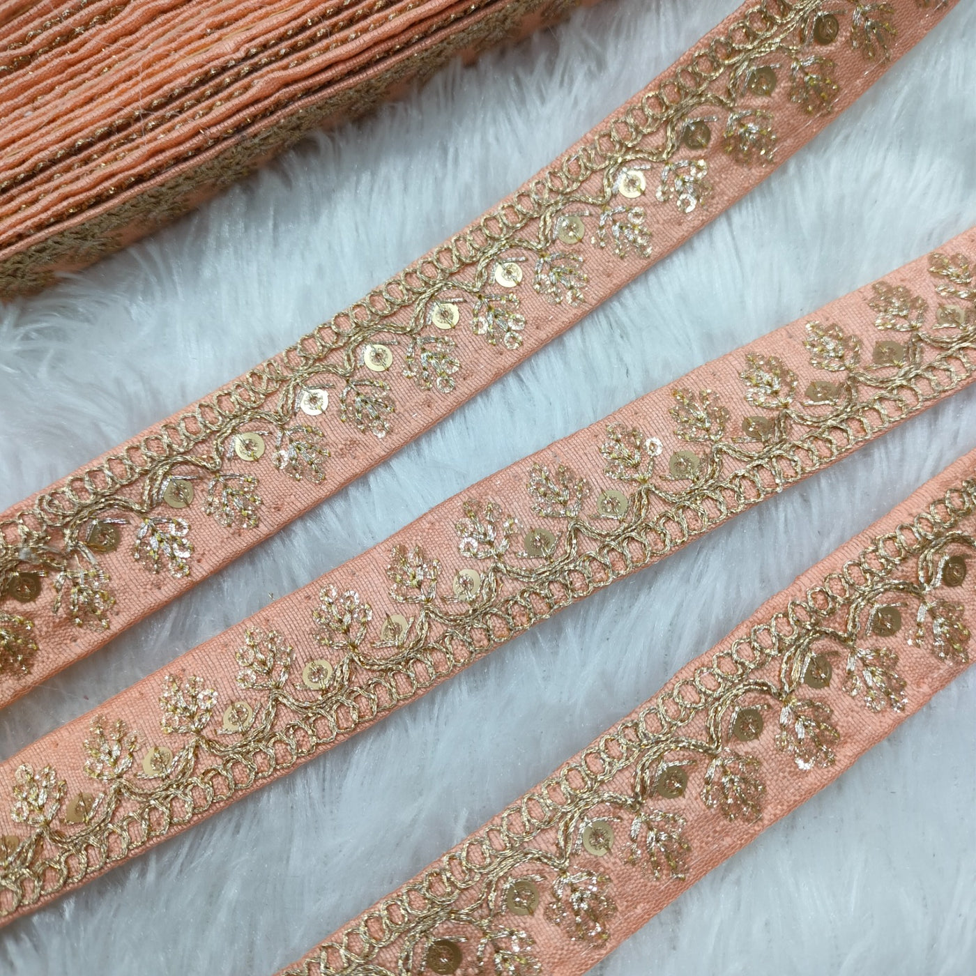 Peach Fancy Embellished Trim