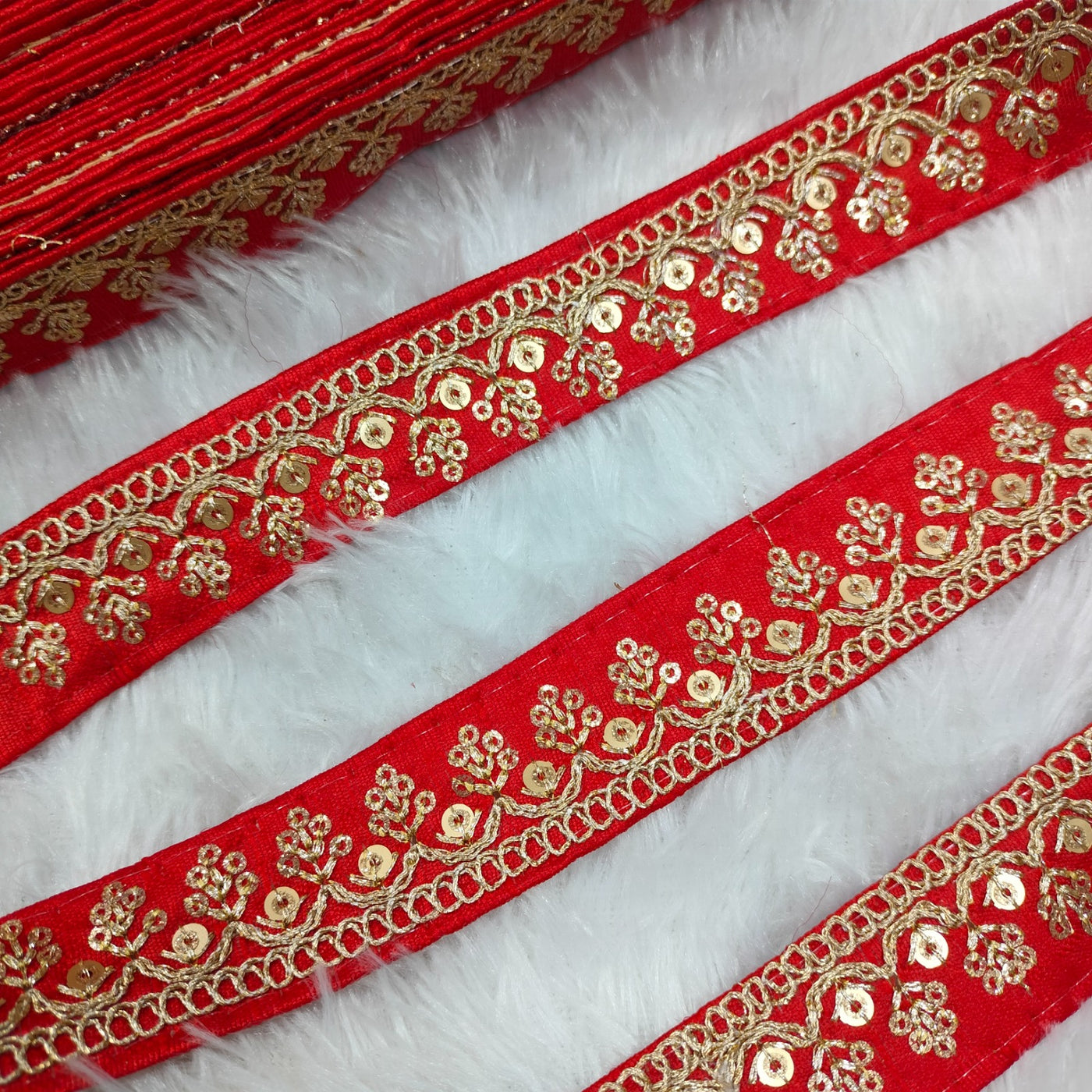 Red Fancy Embellished Trim