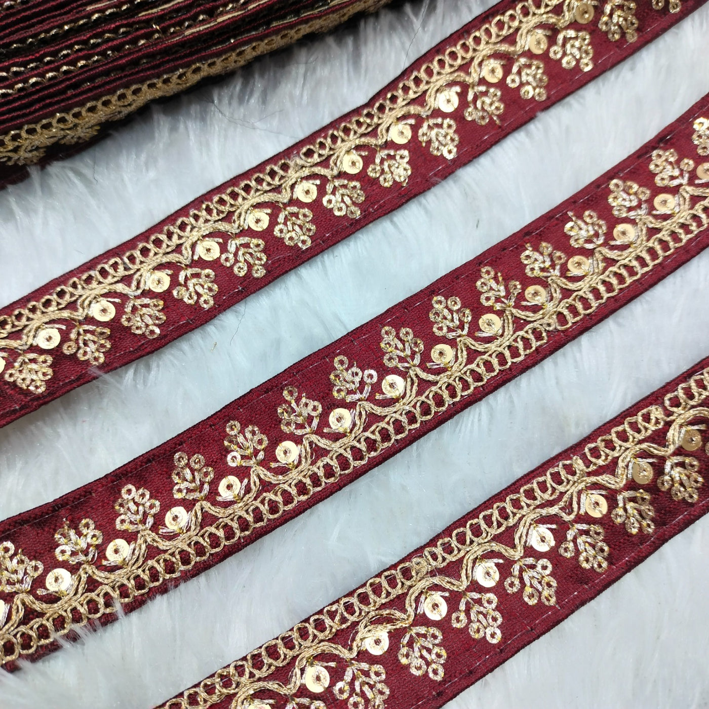 Maroon Fancy Embellished Trim