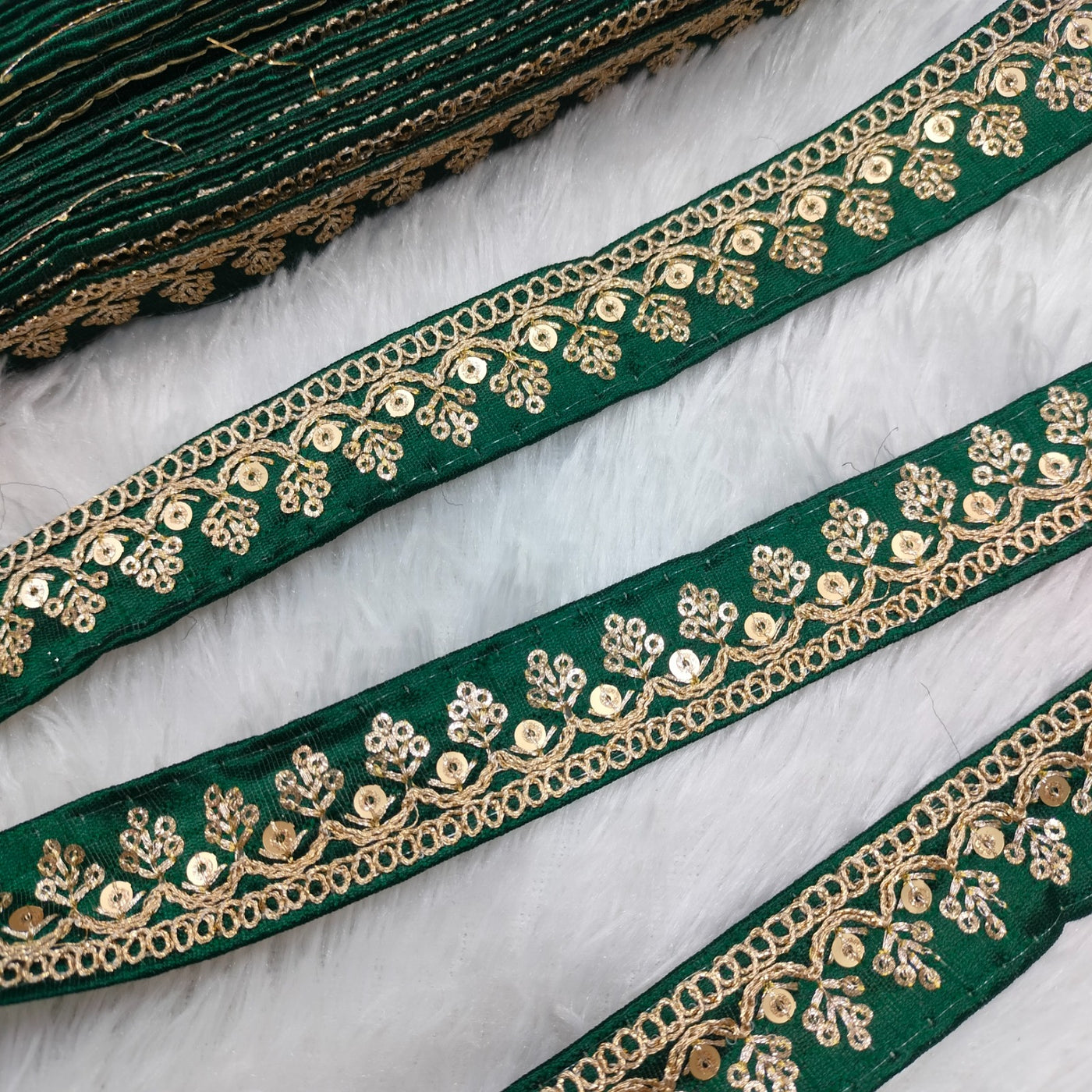Dark Green Fancy Embellished Trim