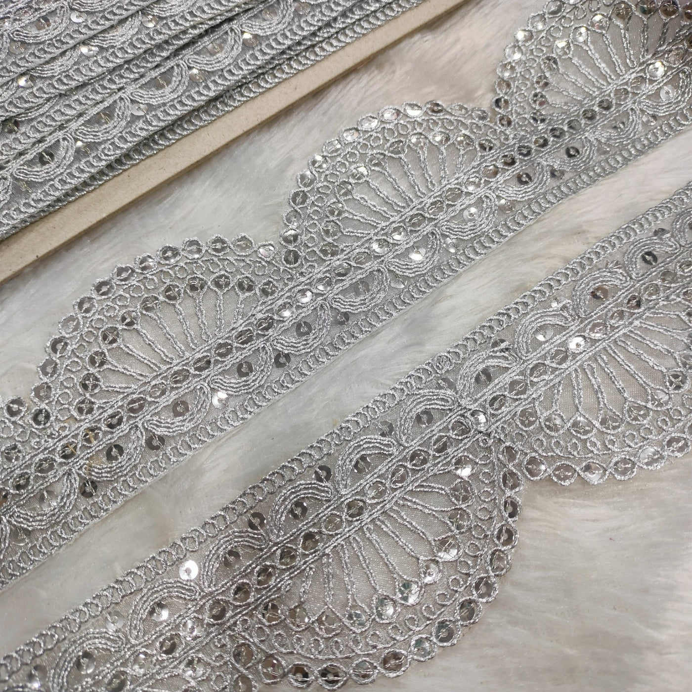 Silver Fancy Embellished Trim