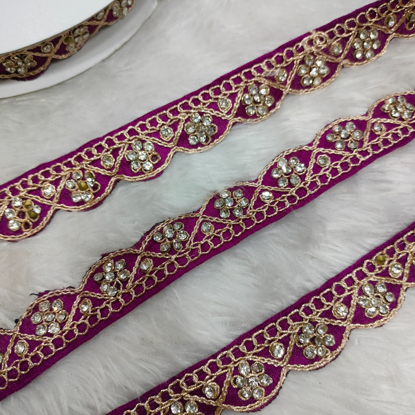 Purple Fancy Stone Embellished Trim