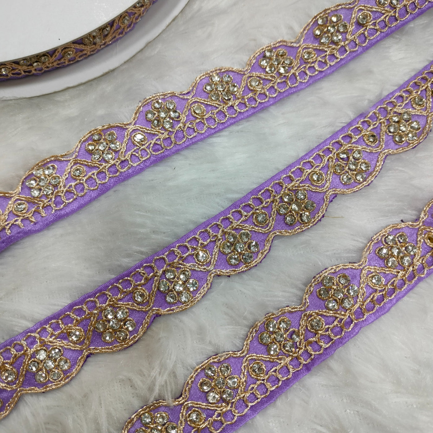Lavender Fancy Stone Embellished Trim