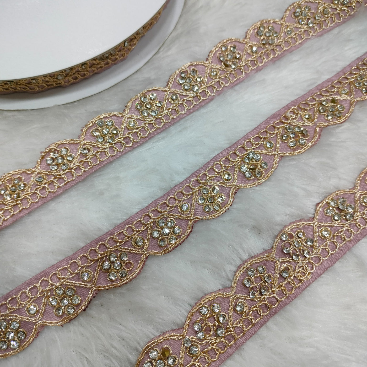 Light Lavender Fancy Stone Embellished Trim