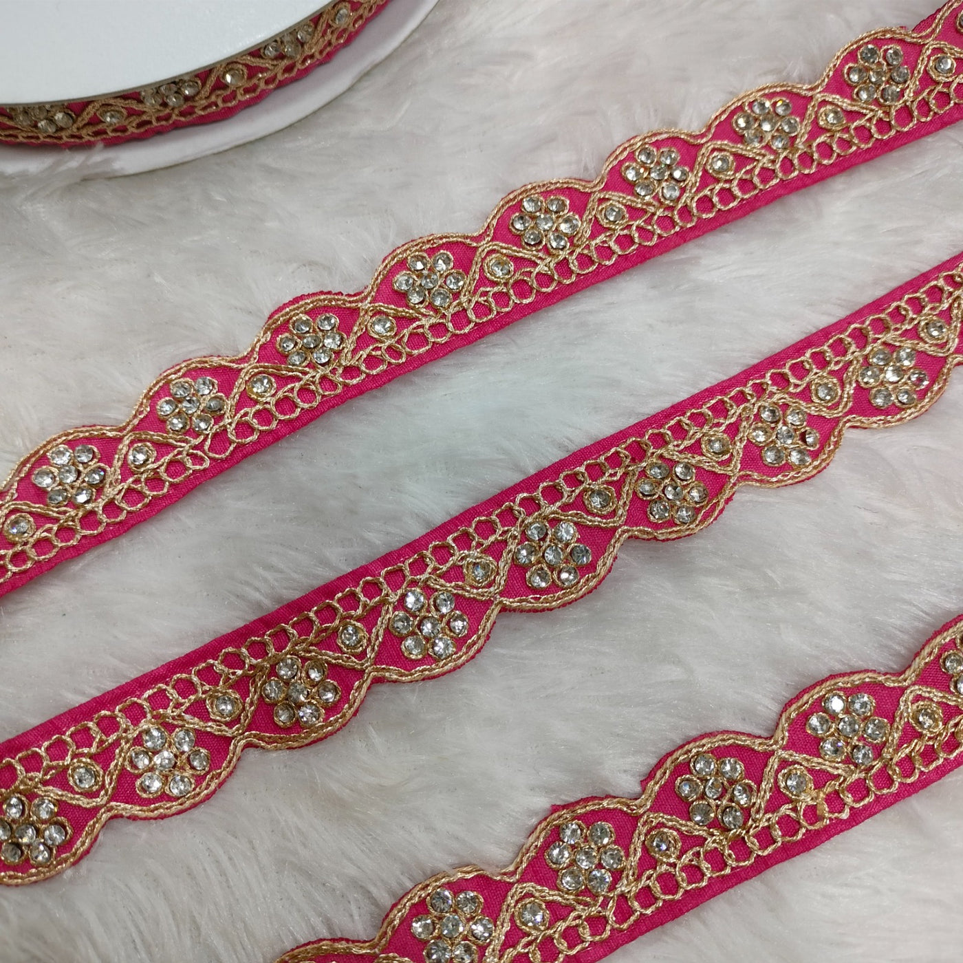 Blush Pink Fancy Stone Embellished Trim
