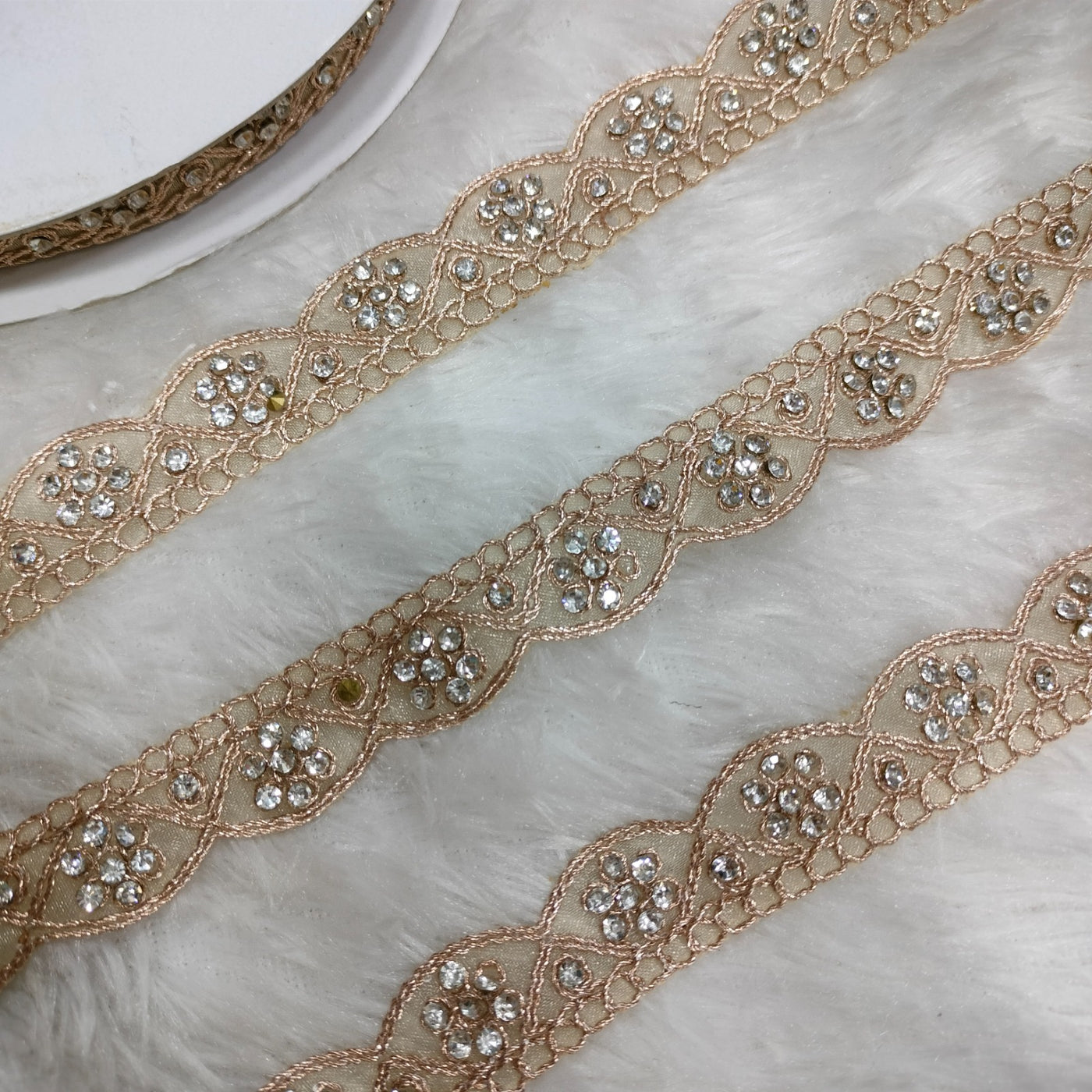 Rose Gold Fancy Stone Embellished Trim