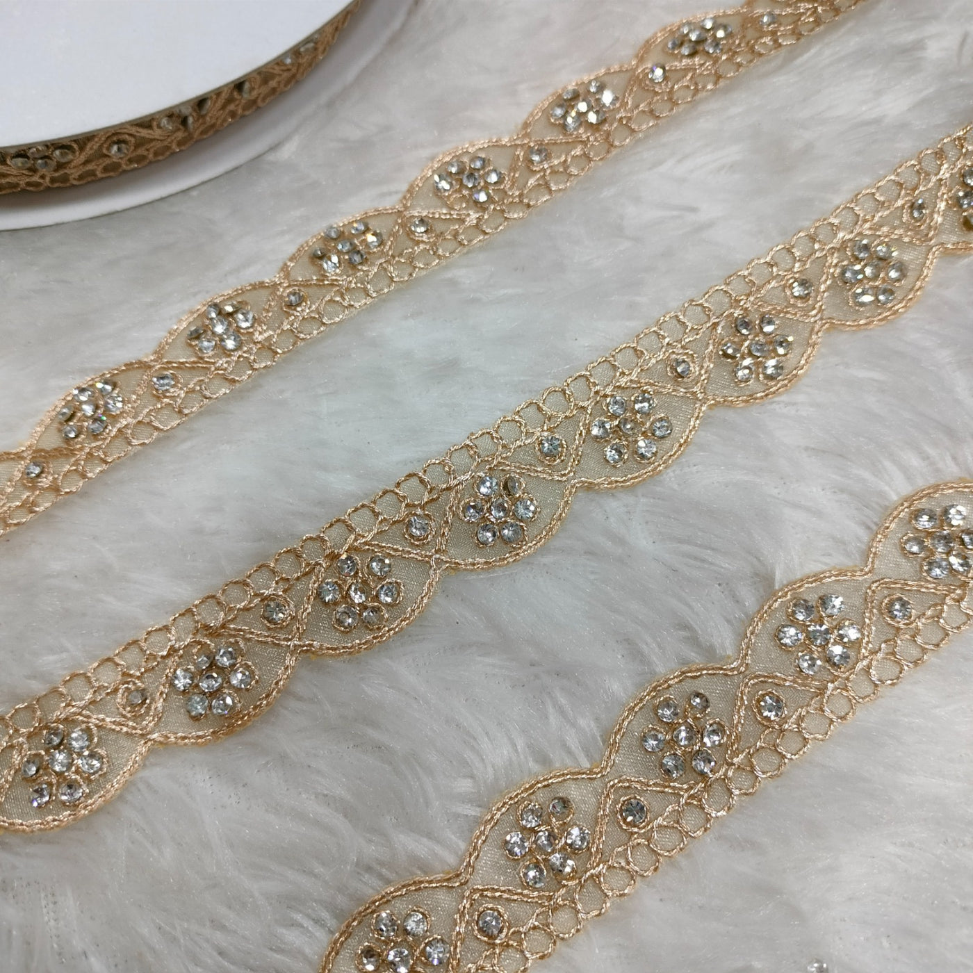 Golden Fancy Stone Embellished Trim