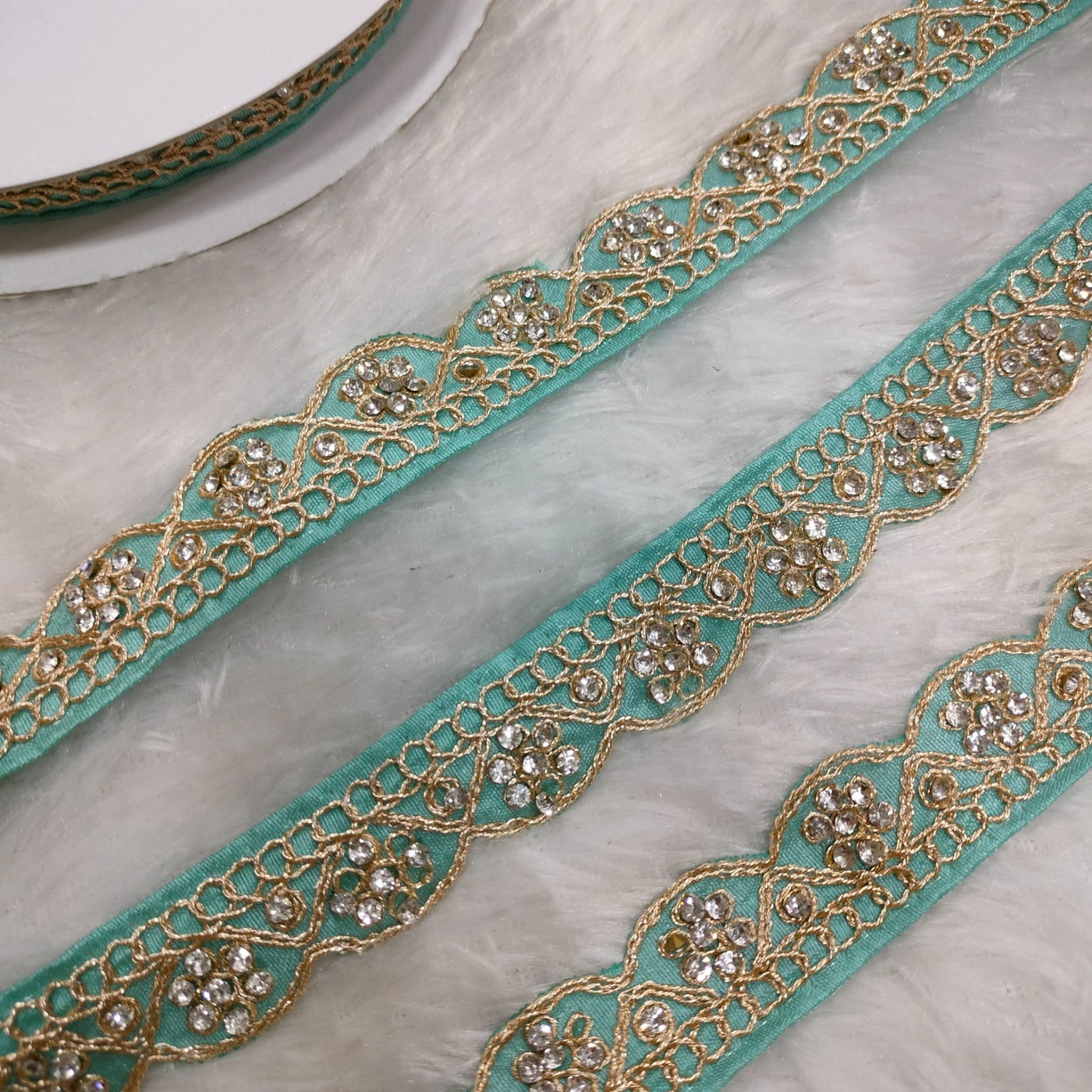 Light Blue Fancy Stone Embellished Trim