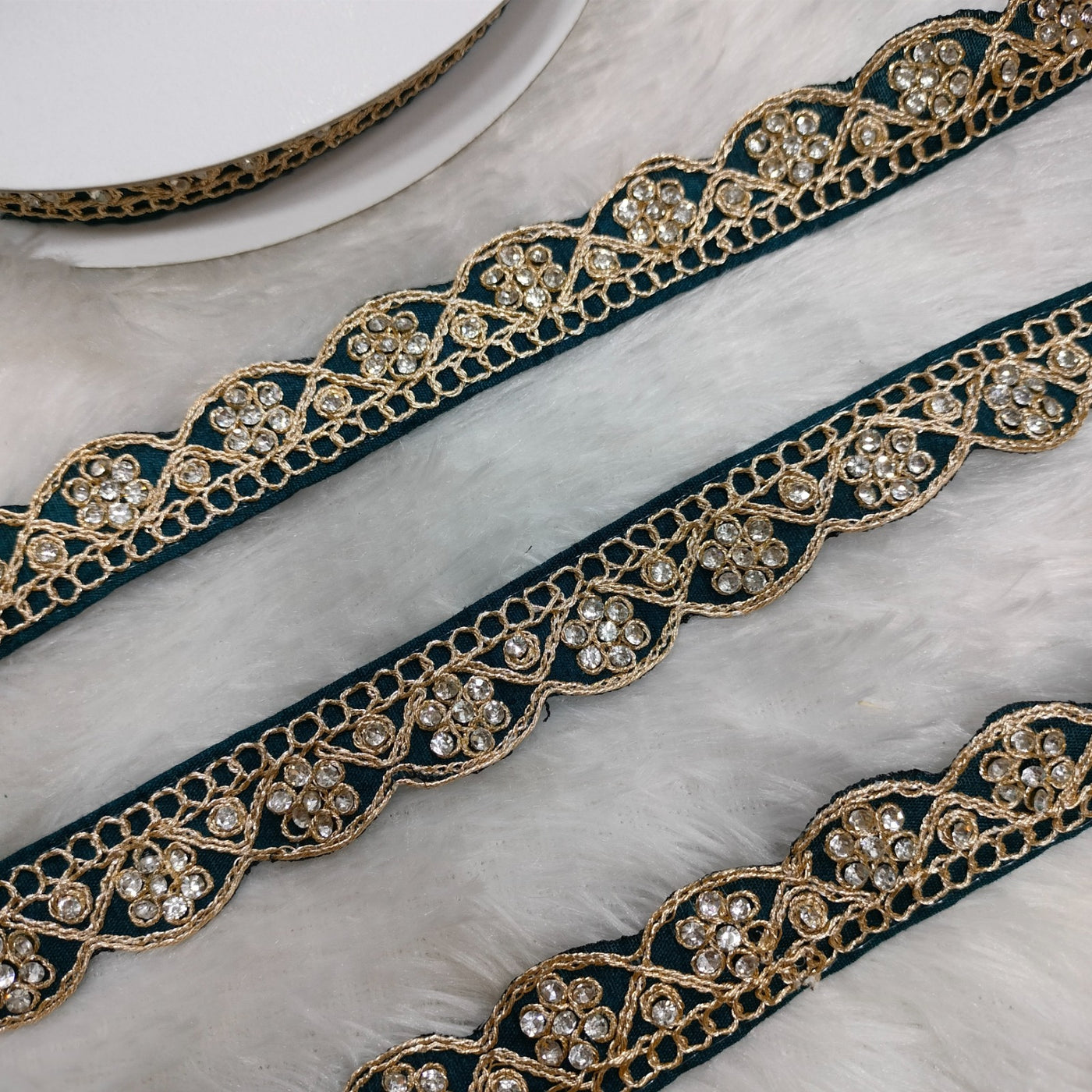 Black Fancy Stone Embellished Trim