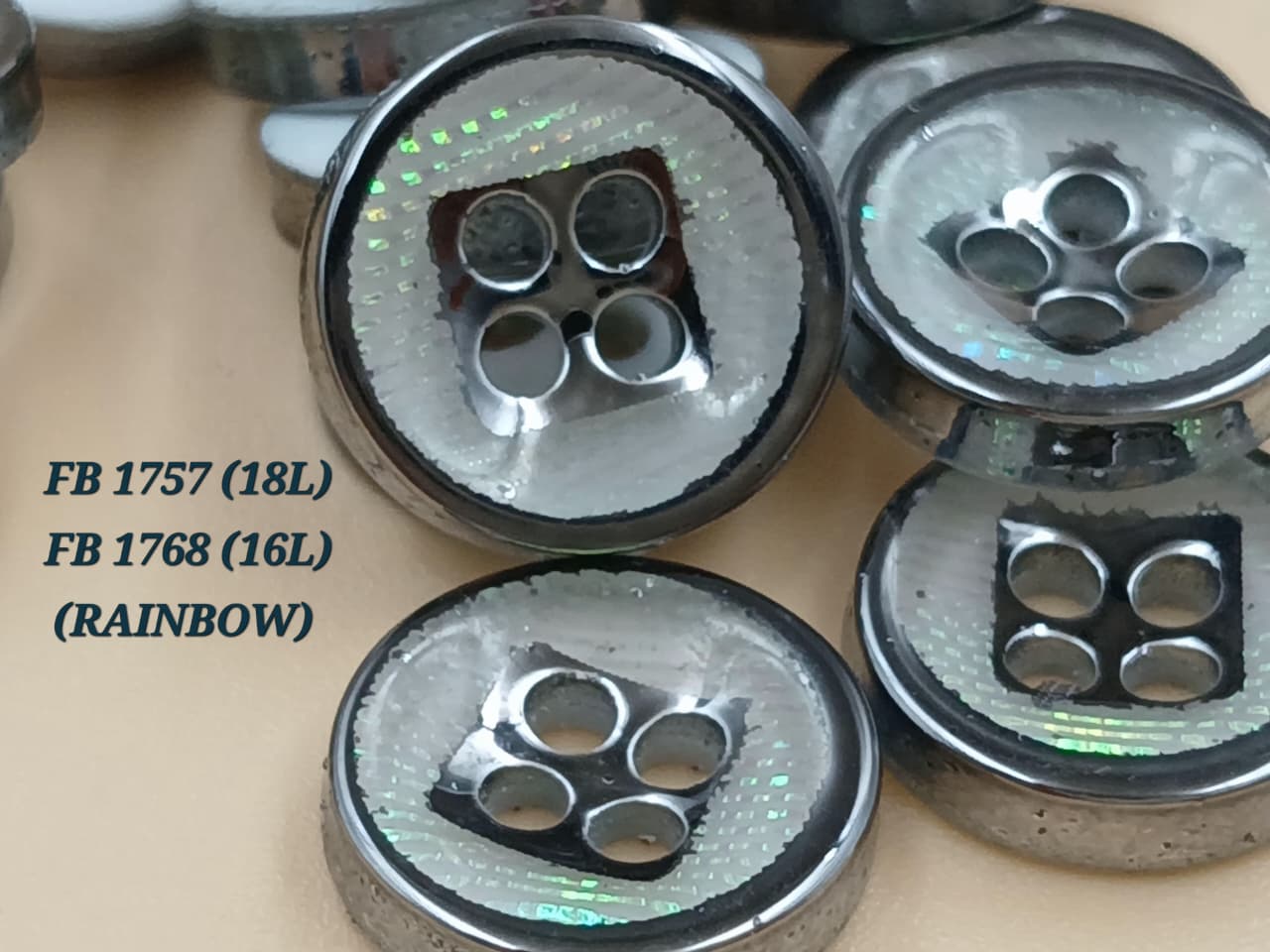 Rainbow Circular 16L Four Hole Polyester Buttons