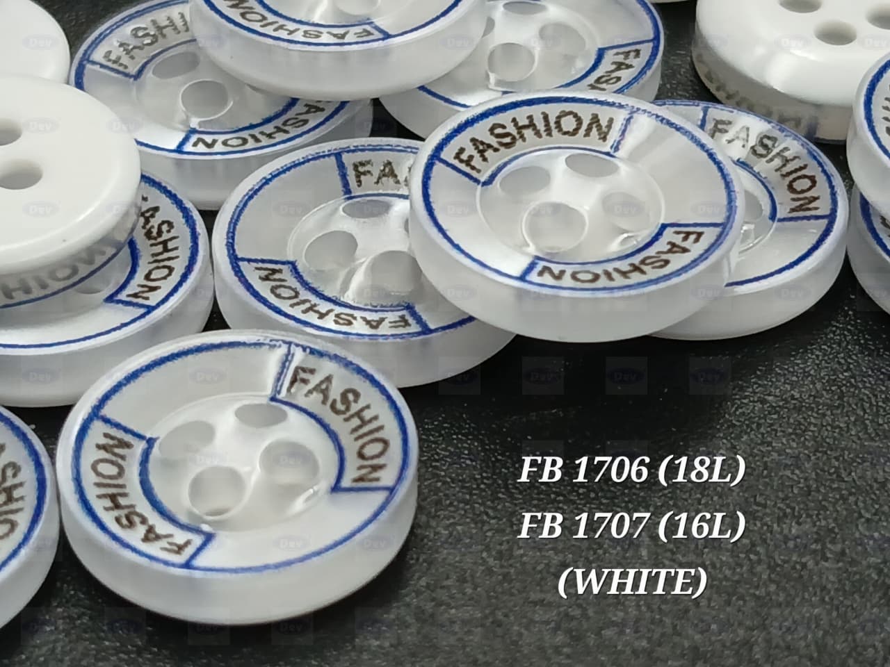 White Circular 18L Four Hole Polyester Buttons
