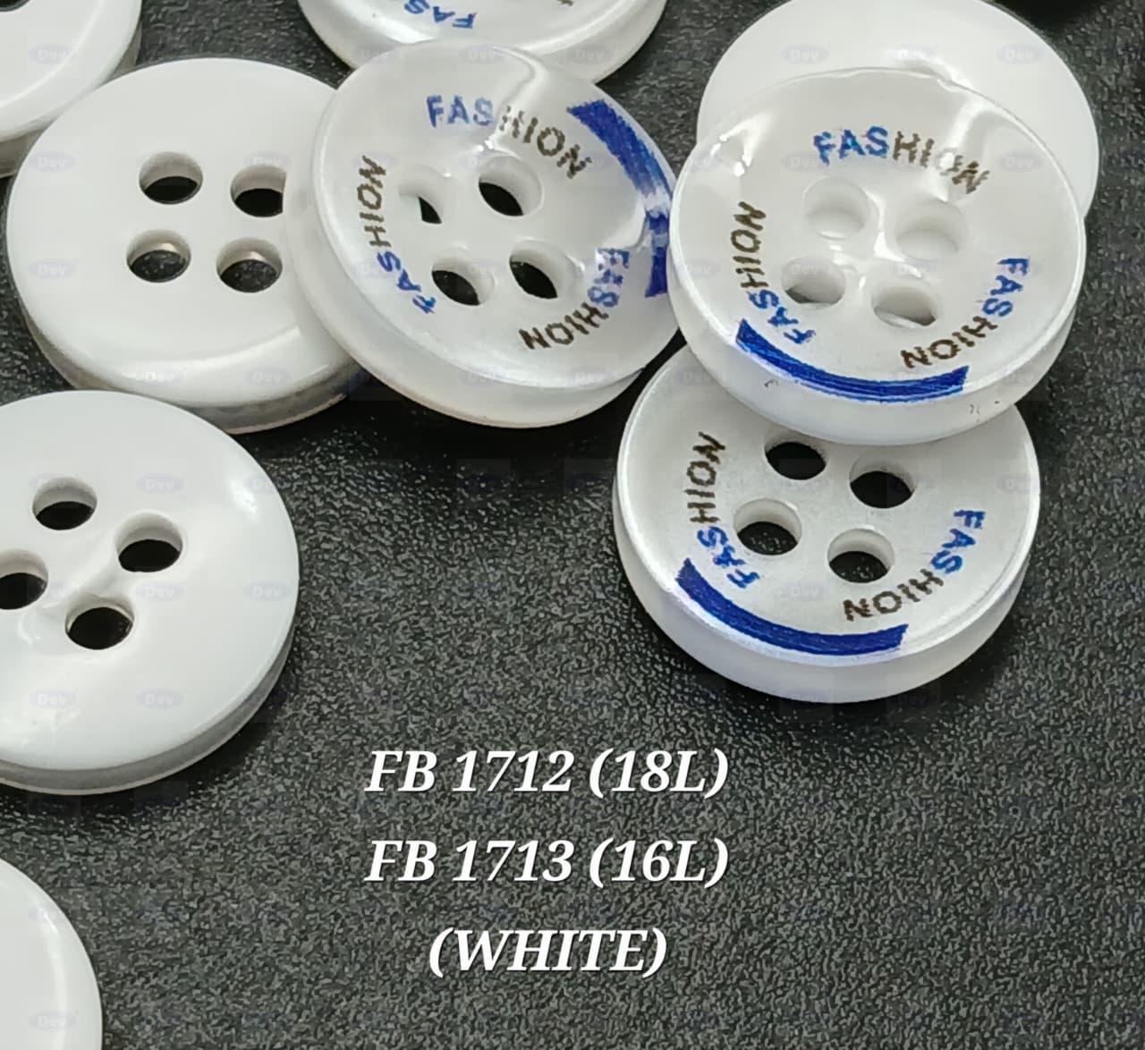 White Circular 16L Four Hole Polyester Buttons