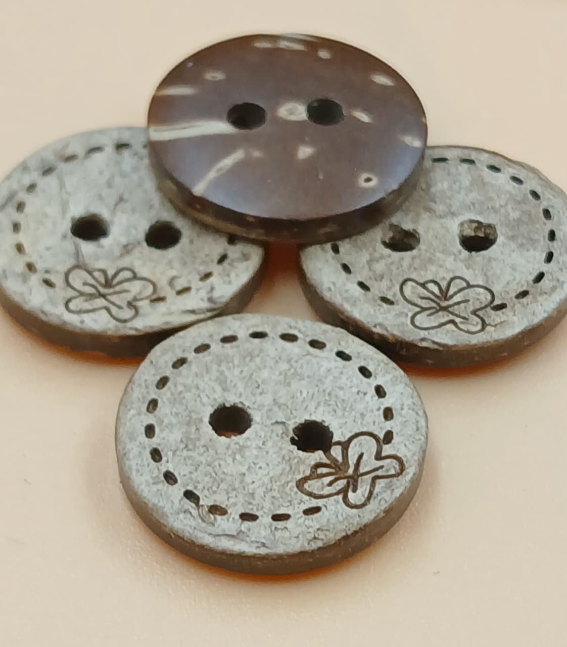 Beige Butterfly Printed 20L Circular 2 Hole Wooden Buttons