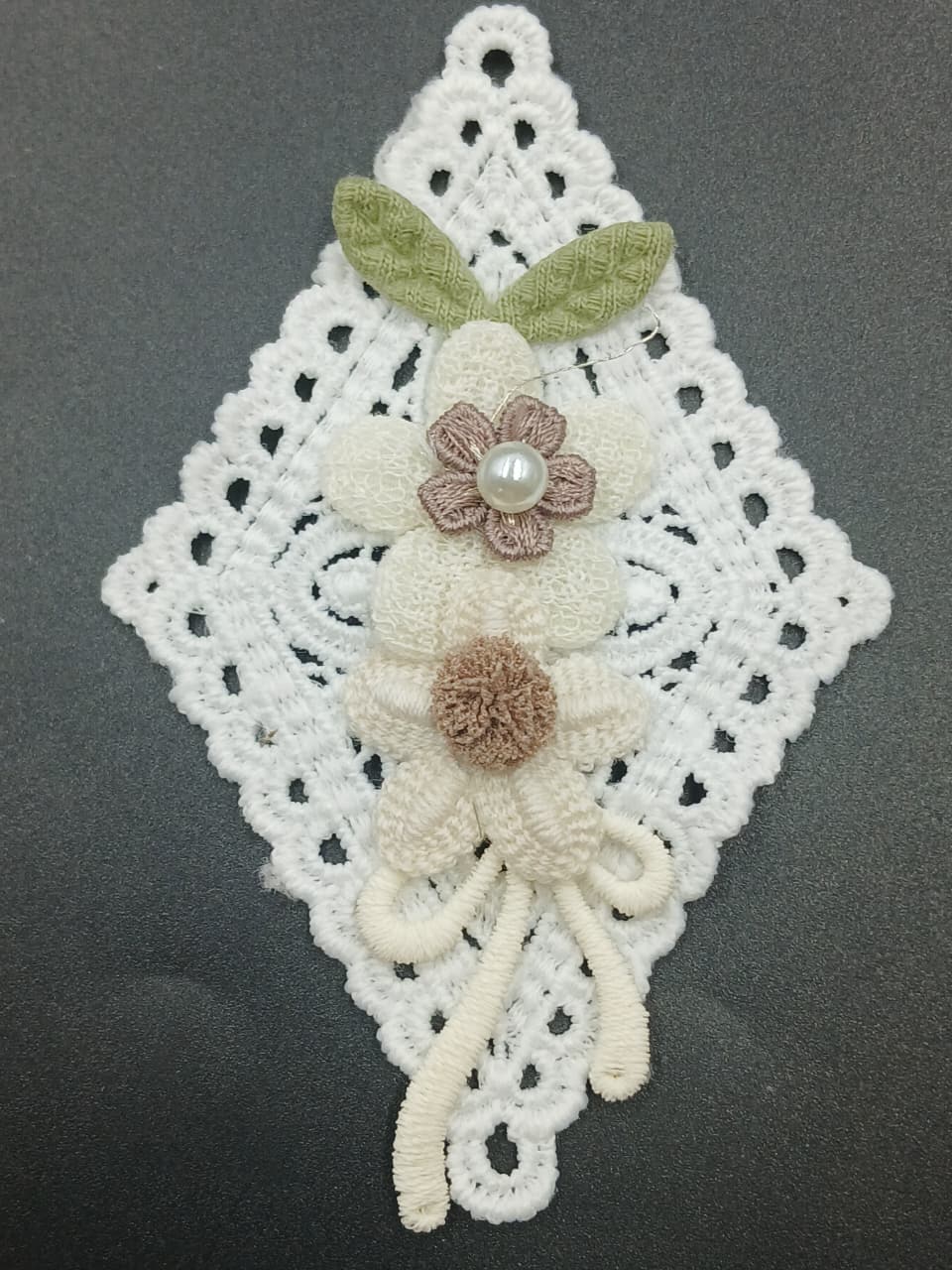 Brown And Off White Soft Flower Diamond Shape Patches