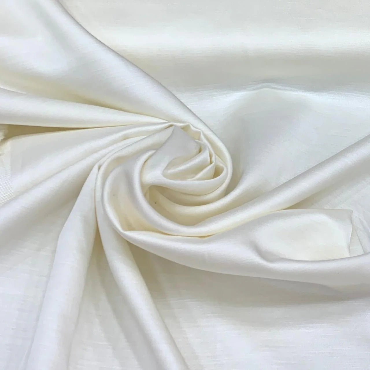 Ivory Plain Viscose Linen Satin Fabric (Wholesale)