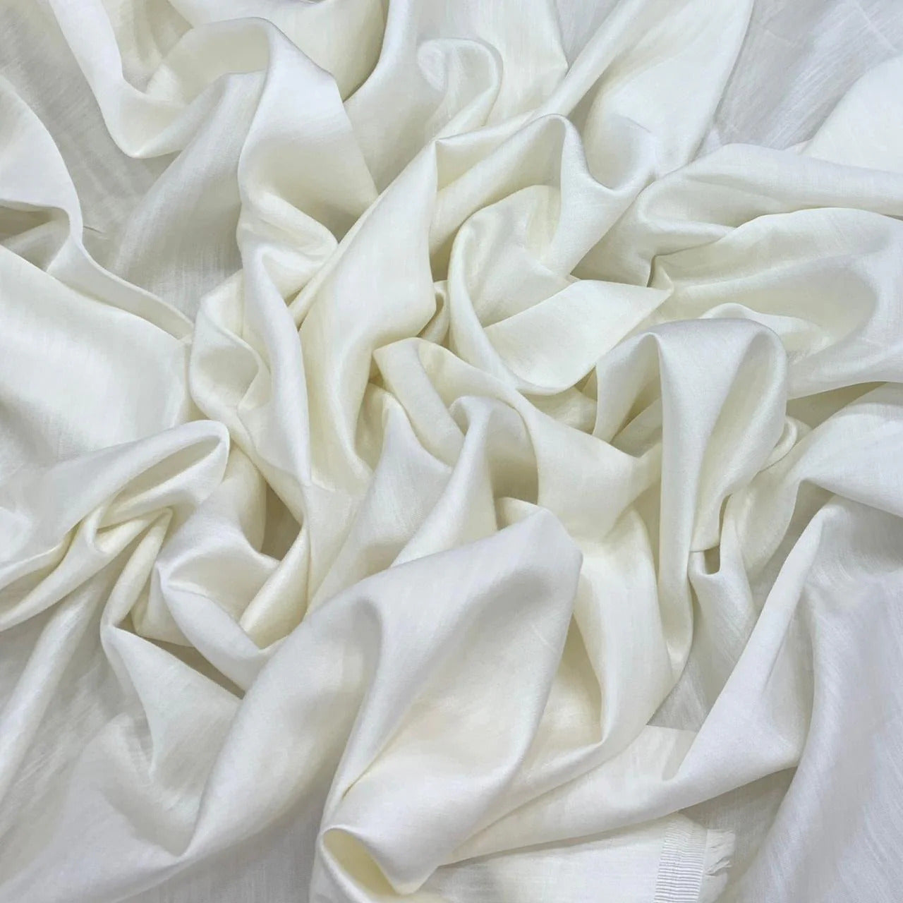 Ivory Plain Viscose Linen Satin Fabric (Wholesale)