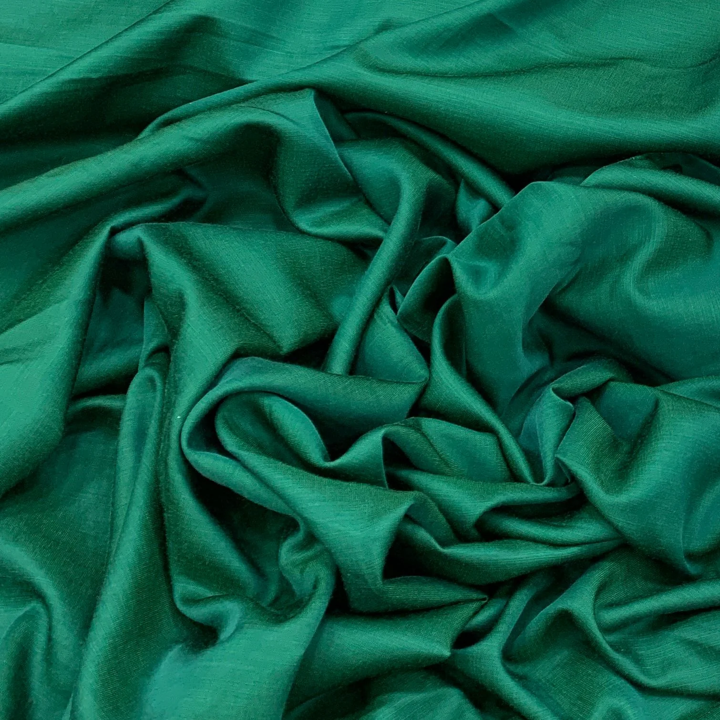 Emerald GreenPlain Viscose Linen Satin Fabric (Wholesale)