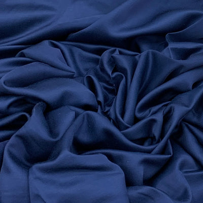 Dark Blue Plain Viscose Linen Satin Fabric (Wholesale)