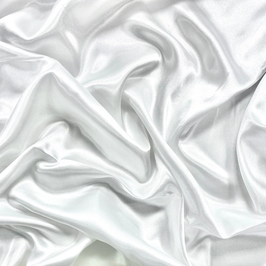 White Plain Moss Satin Fabric (Wholesale)