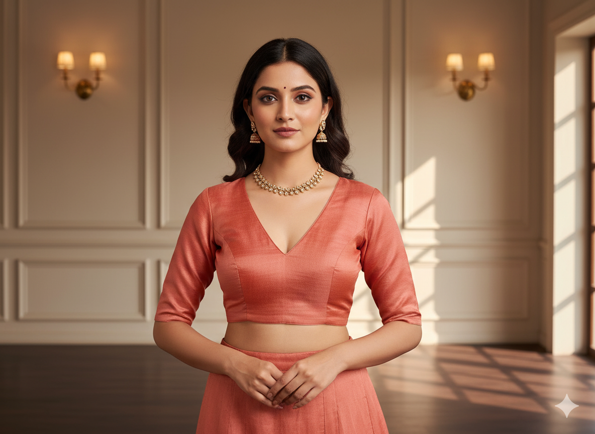 गहरा पीच सादा शुद्ध विस्कोस गाजी सिल्क कपड़ा