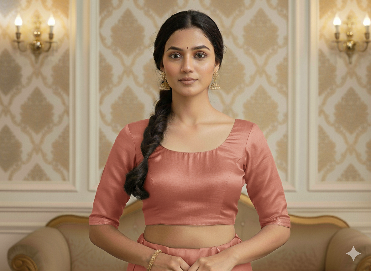 सैल्मन प्लेन शुद्ध विस्कोस गाजी सिल्क फैब्रिक