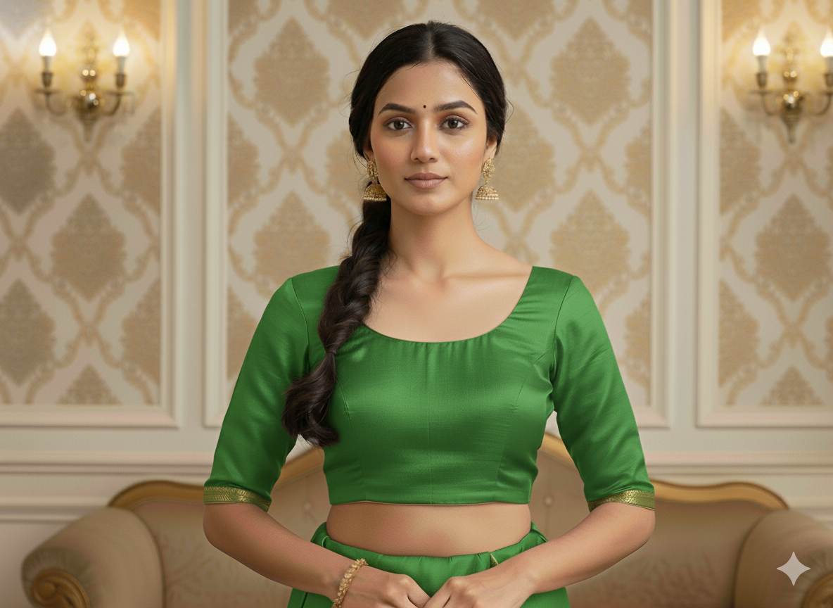 वन हरा सादा शुद्ध विस्कोस गाजी रेशम कपड़ा