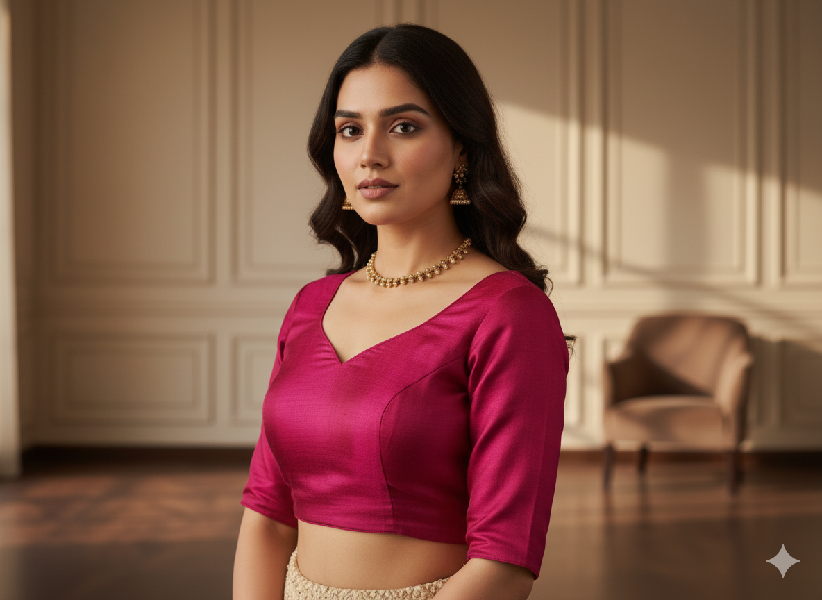 चमकदार मैजेंटा सादा शुद्ध विस्कोस गाजी सिल्क कपड़ा