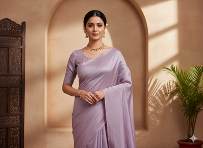 लैवेंडर सादा शुद्ध विस्कोस गाजी सिल्क कपड़ा