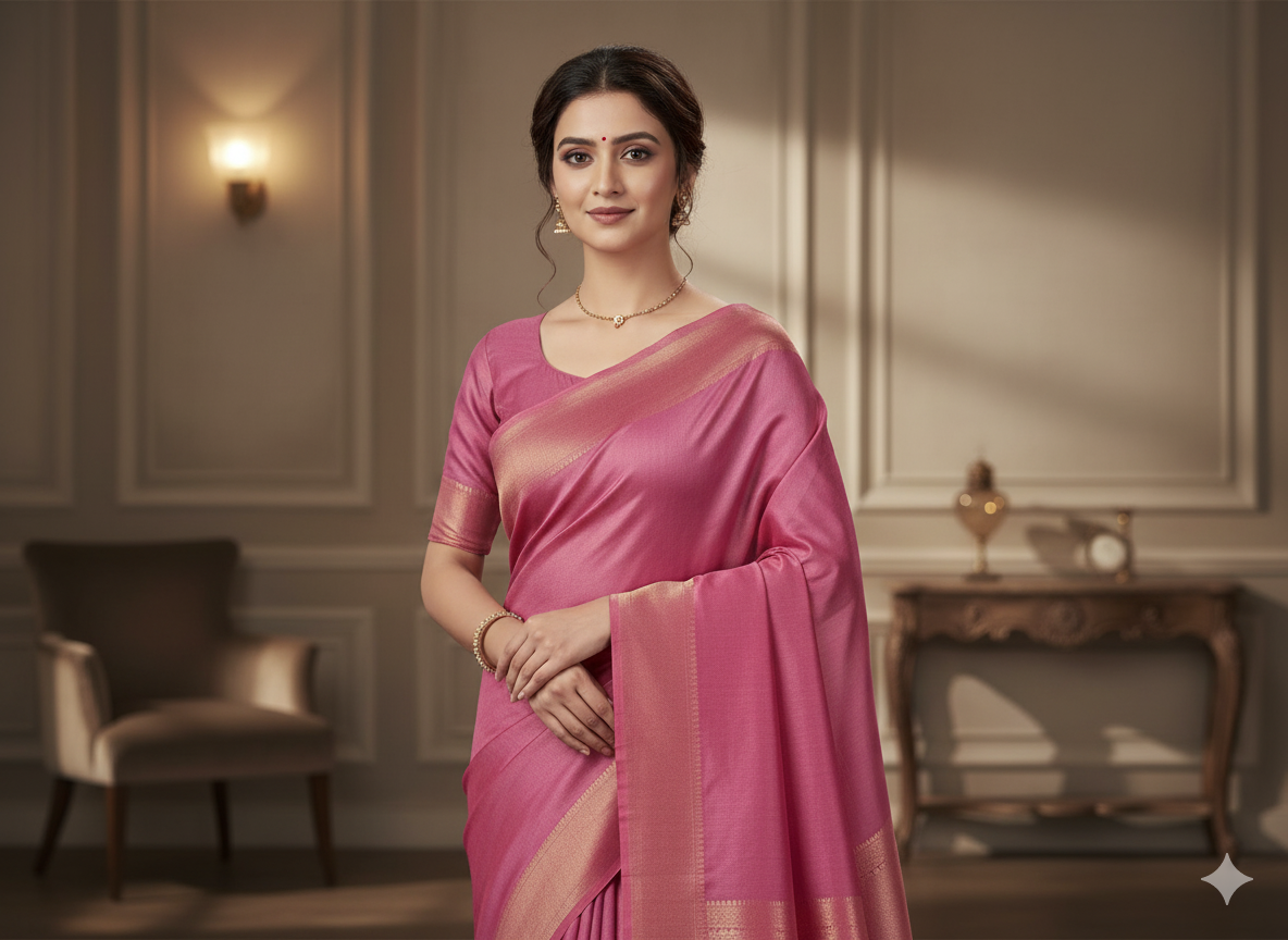 सैल्मन गुलाबी सादा शुद्ध विस्कोस गाजी रेशम कपड़ा