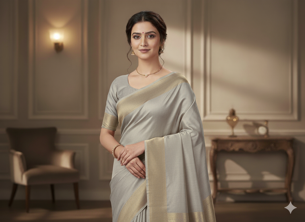 ऑफ व्हाइट प्लेन शुद्ध विस्कोस गाजी सिल्क फैब्रिक