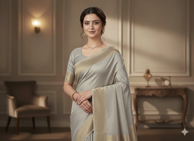 ऑफ व्हाइट प्लेन शुद्ध विस्कोस गाजी सिल्क फैब्रिक