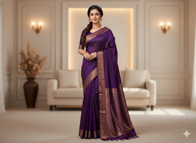 गहरा नीला सादा शुद्ध विस्कोस गाजी सिल्क कपड़ा