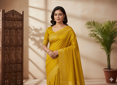 सनी पीला सादा विस्कोस गाजी सिल्क कपड़ा