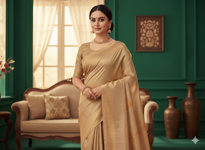 सुनहरा भूरा सादा शुद्ध विस्कोस गाजी रेशम कपड़ा