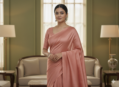 सैल्मन प्लेन शुद्ध विस्कोस गाजी सिल्क फैब्रिक