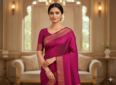 चमकदार मैजेंटा सादा शुद्ध विस्कोस गाजी सिल्क कपड़ा