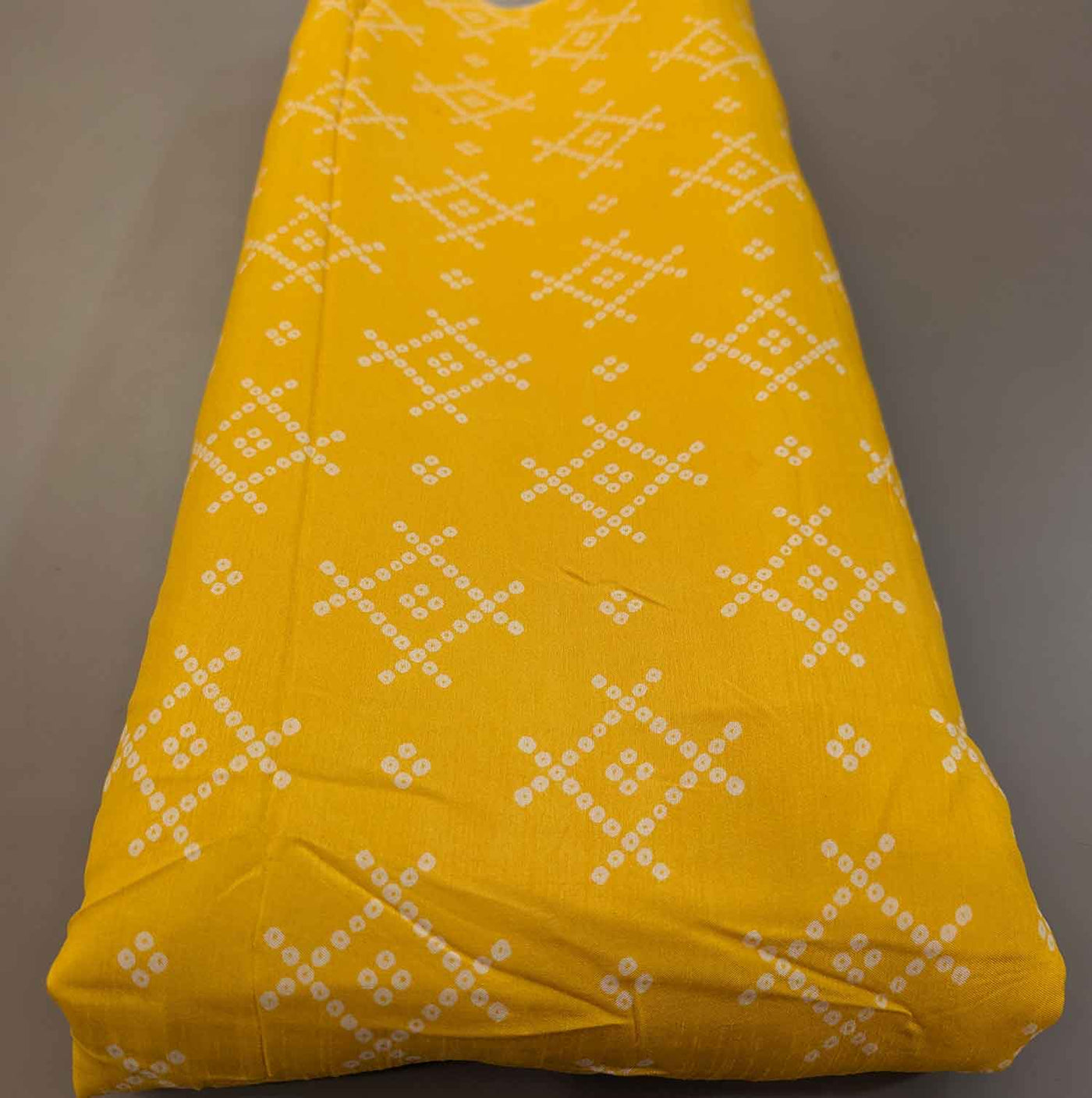 Yellow Traditional Bandhej Dola Silk Fabric